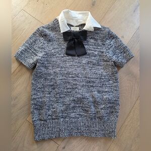 Kate Spade Gray Knit Sweater with Black Bow